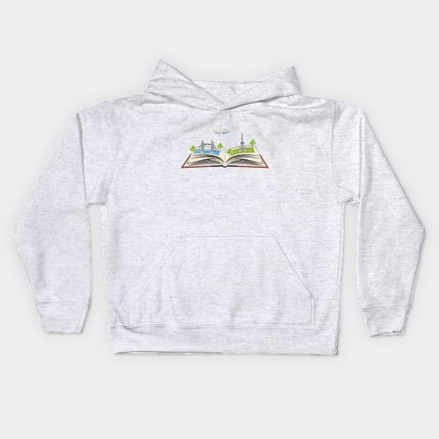 Open Book Geography Book Kids Hoodie by Designoholic